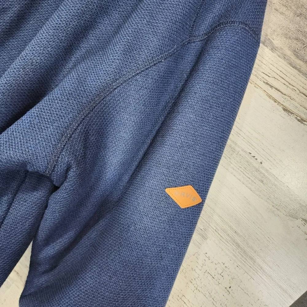 Orvis‎ Quarter Zip Pullover Men XL Blue Sherpa Lined Fleece Sweater Outdoor Cas